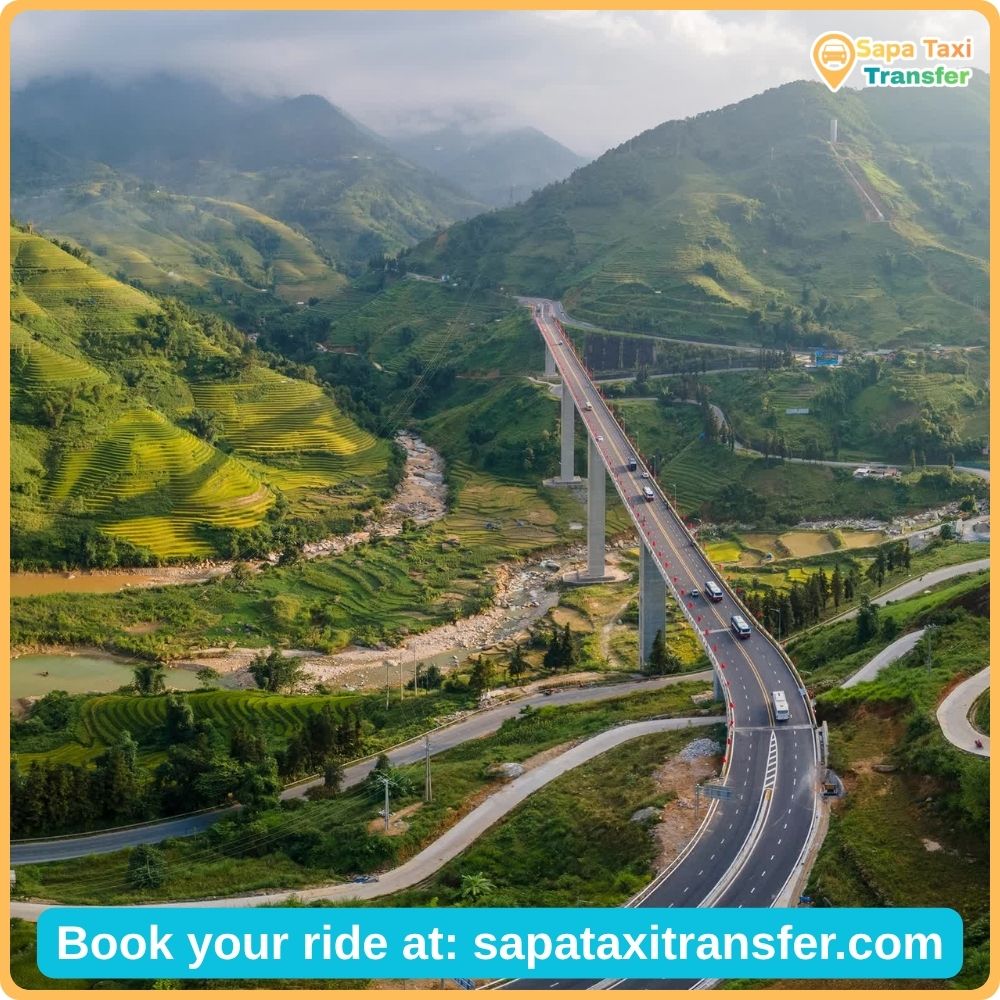 Mountain road on the journey from Lao Cai to Sapa