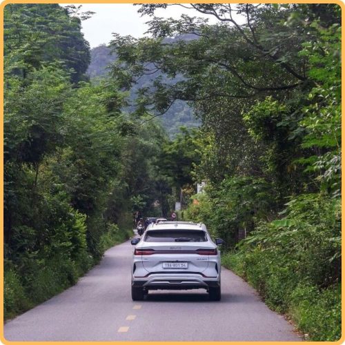 Private car on a mountain road near Sapa Vietnam