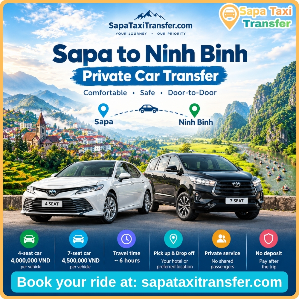 Private car transfer from Sapa to Ninh Binh