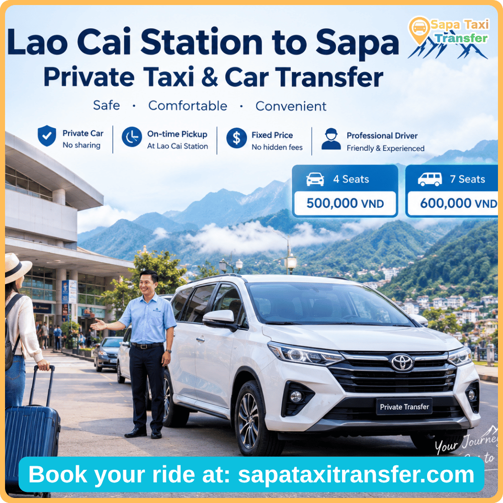 Private taxi from Lao Cai Station to Sapa