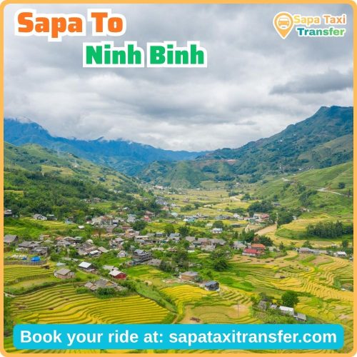 Scenic mountain road in Sapa, Vietnam, with green valleys and distant mountains